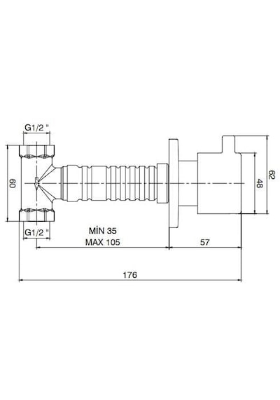 Eca 102151030 Ankastre Ara Kesme Valfi 1/2 Krom