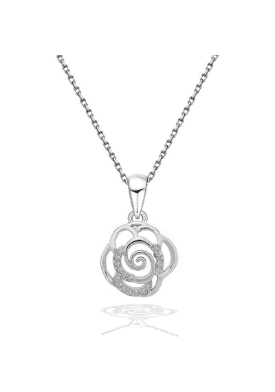 Brezza Lusso Jewelry Diamond Serisi Zirkon Taşlı Gül Model Gümüş Kadın Kolye 45 CM 45 CM