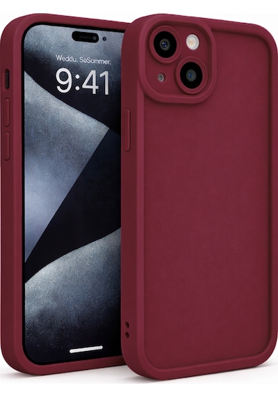Apple Uyumlu iPhone 13 Kamera Çıkıntılı Mat Silikon Telefon Kılıfı Bordo