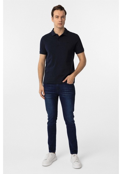 Süvari Lacivert Slim Fit Düz Polo Yaka Tişört