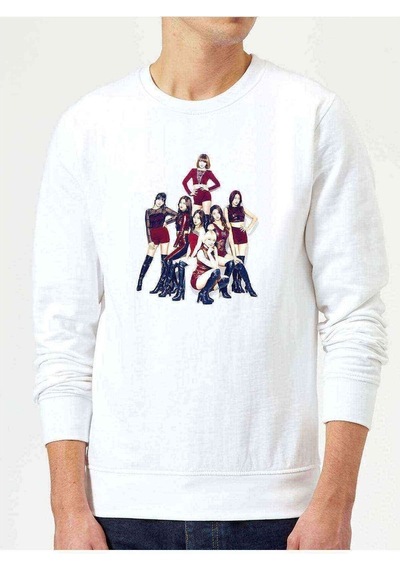 K Pop Koreli Muzik Grubu Generation Baskılı Beyaz Erkek Sweat