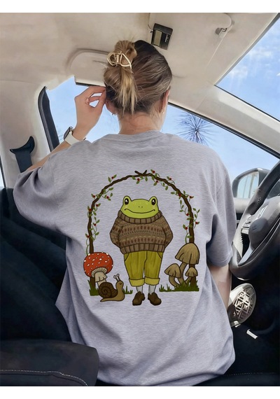 Noıssey Urban Pop Graphic Kadın Tişört Koleksiyonukod 5555 Gri