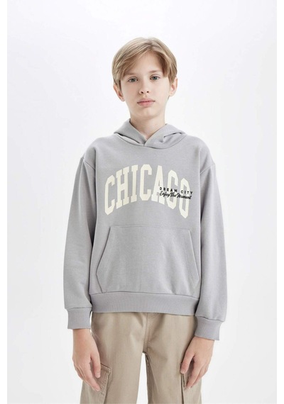 DeFacto Erkek Çocuk Kapüşonlu Cepli Baskılı Sweatshirt C9798A824WNGR247 DeFacto Erkek Çocuk Kapüşonlu Cepli Baskılı Sweatshirt C9798A824WNGR247