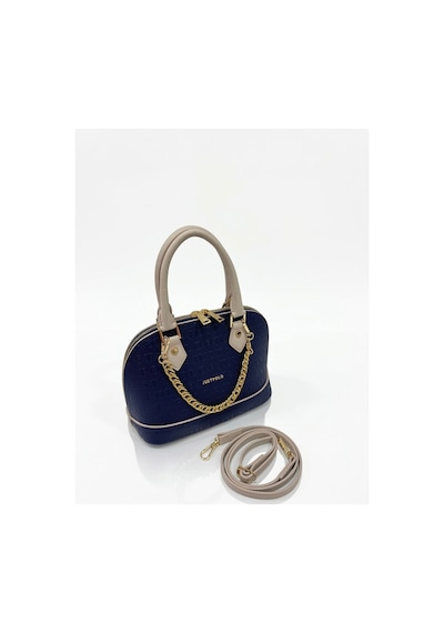Just Polo Kadın Zincir Detaylı Lüks El Ve Omuz Çantası Shopper Ebat : 25x22 Cm Lacivert - Taş 50001836
