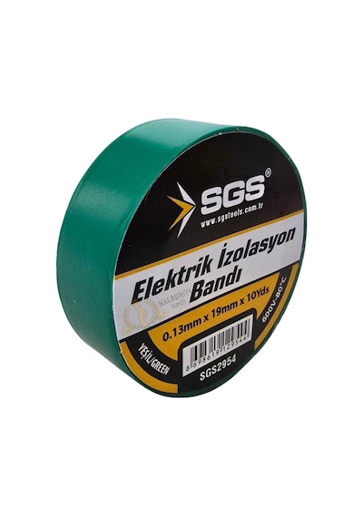 Sgs Elektrik İzolasyon Bandı - Yeşil - 19 Mm X 9 Mt. - 3 Adet