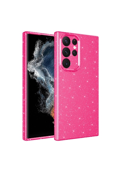 Galaxy S22 Ultra Uyumlu Kamera Korumalı Simli Lüks Cml Mobıle Koton Kapak-pembe Koyu