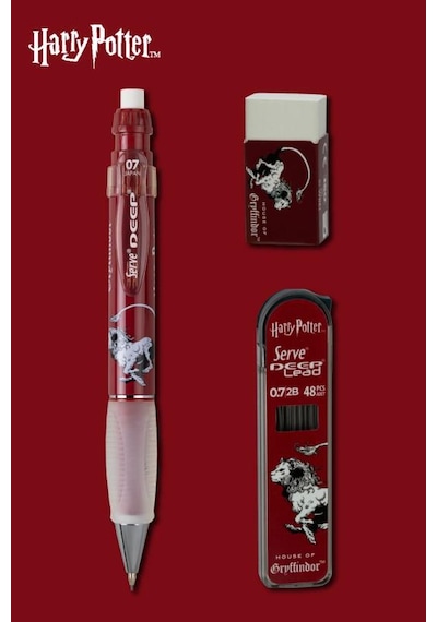Serve Deep Üçlü Set 0.7 Mm Harry Potter Koleksiyonu Mekanik Versatil Kalem, 2b Min 48 Li & Pvc Siz Silgi Seti - Bordo Çok Renkli