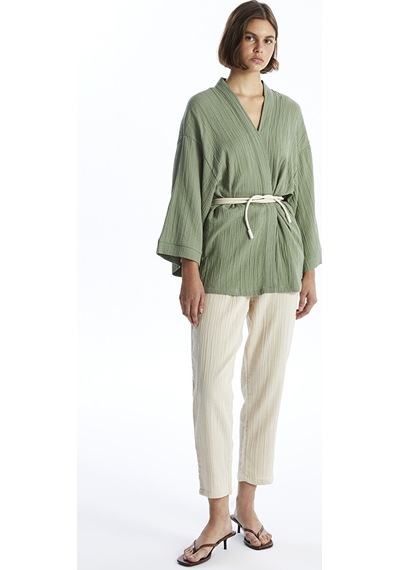 Lcw Vision Haki Şal Yaka Kadın Kimono