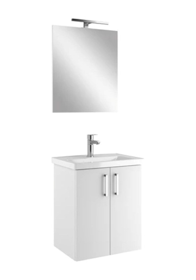 Kale Noah Beyaz 55 Cm Alt Dolap, Lavabo Ve Ayna Seti