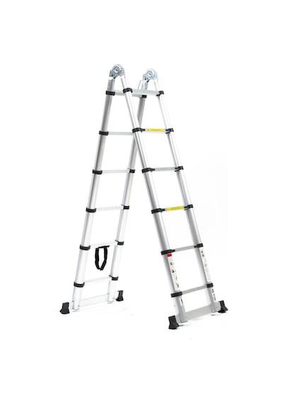 Cardilife 190cm+190cm 6+6 Basamaklı A Tipi Açılır Teleskopik Alüminyum Merdiven 6+6