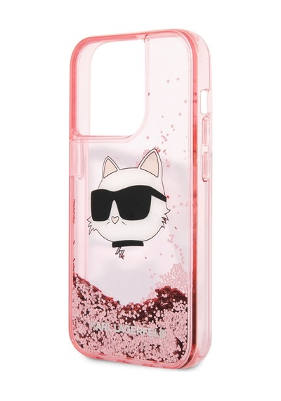 Apple Uyumlu iPhone 14 Pro Max  Kılıf Sıvılı Simli Choupette Head Dizayn Kapak