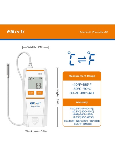 Elitech Tlog 10eh Sıcaklık Ve Nem Kaydedici Datalogger Otomatik Pdf Rapor 0