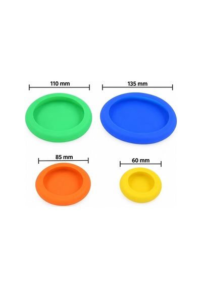 Sunup Sn-38932 4'lü Silikon Kapak Seti Farklı Boyutlarda Renkli Esnek Kapak