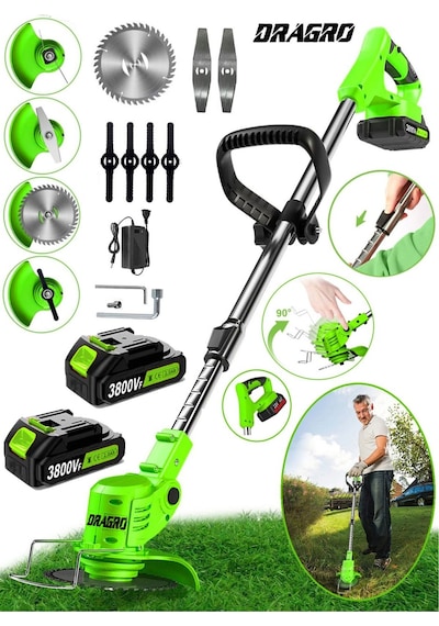 Dragro Alman DRGM3800 Eco Pro 2 Akülü Y 3800 Vf 20 Ah Teleskopik Uzatmalı Çim Biçme Tırpanı