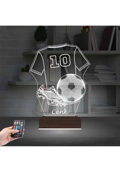 Luvivia Futbol Topu Forma Futbolcu Hediye Kişiye Özel 3d Lamba - Masa Gece Lambası Şeffaf