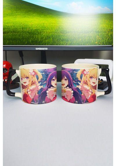 Oshi No Ko Anime Baskılı Seramik Lüks Kupa 1 Adet Özel Siyah Kulp Dalga Kulp V5d Çok Renkli