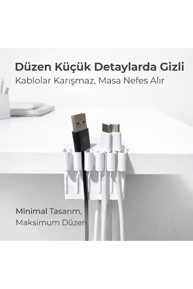 Masa Kenarı Kablo Tutucu 5 Li Kablo Düzenleyici Şarj Kablosu Sabitleyici, Mini Masa Düzenleyici
