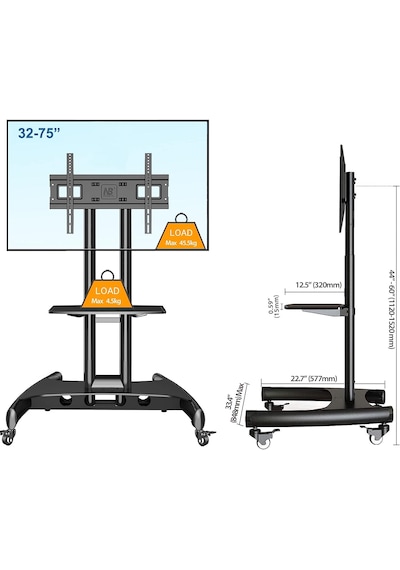 Nb North Bayou Ava1500-60-1p 32" - 75" Tv Uyumlu, Lcd, Led, Oled, Plazma, Yükseklik Ayarlı, Kablo Kanallı, Tekerlekli, Tuv Sertifikalı, Profesyonel Tv Sehpası