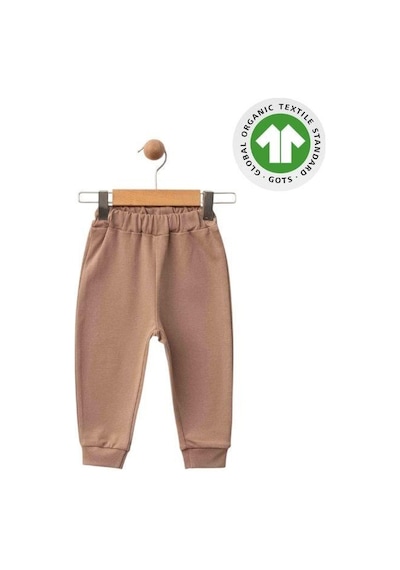 Zekids Erkek Bebek Çizgili Organik Eşofman Takım-15482 Kahverengi