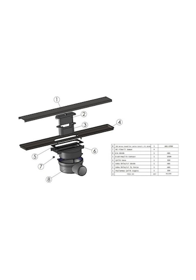 Sukar Line 4-E 40 cm Plain Izgaralı Duş Kanalı