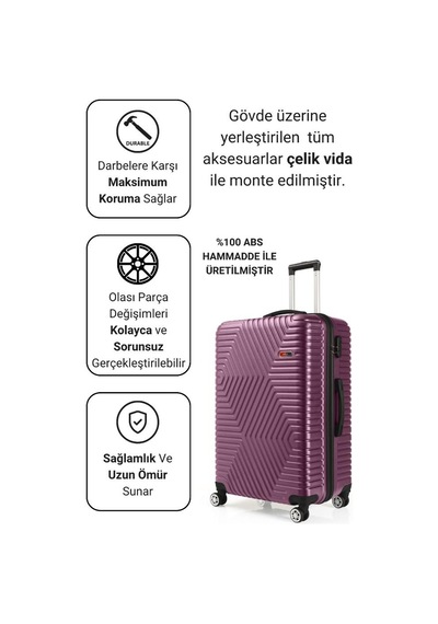 G&d Polo Suitcase Abs Orta Ve Büyük Boy Mürdüm 2'li Valiz Seti 600.09-b Mor