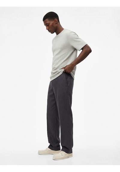 Koton Regular Fit Kısa Kollu Dokulu Bisiklet Yaka Tişört Gri 6sam10089mk