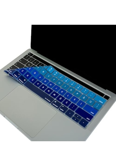 Türkçe Q Keyboard Cover Macbook Pro Touch Bar 13 İnç 15 İnç Uyumlu A1706 A1989 A2159 A1707 A1990 Us Ansı Amerikan Düz Enter Silikon Klavye Koruyucu Lacivert Mavi