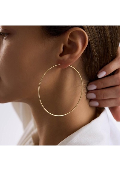 14k Altın Halka Küpe 1,2 Mm 7.5 Cm Gizli Kilit T14296 Renkli