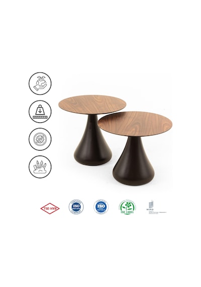 Mushroom Set Sehpa Mantar Sehpa Ceviz Rehome