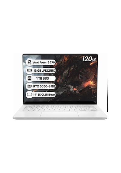 Asus Rog Zephyrus G14 GA403UH-QS038 Ryzen 9 270 16 GB 1 TB SSD 8 GB RTX5050- 90W 14" Free Dos Oled Dizüstü Bilgisayar