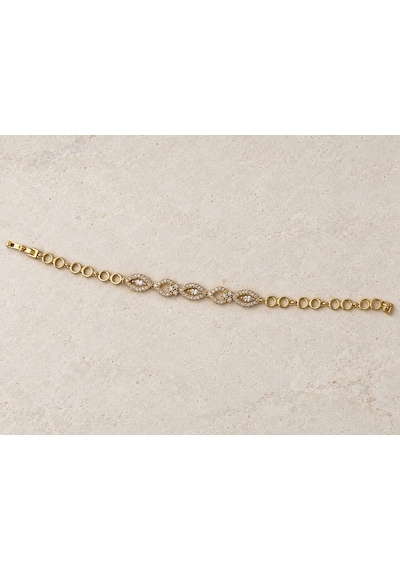 Xp Liora Işıltısı Gold Renk Markiz Ve Damla Motifli Taşlı Paslanmaz Çelik Kadın Bileklik - 18 Cm Renkli