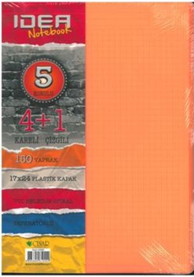 Çınar 4+1 17 x 24 Ayraçlı Defter(seperetaörlü) Pp Kapak Turuncu