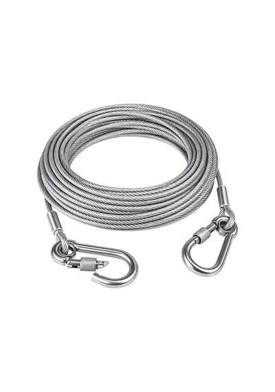 Hubrendy Sh Sunup Sn-38108 10 Metre Çelik Köpek Bağlama Halatı Kilitli Karabina Pvc Kaplamalı
