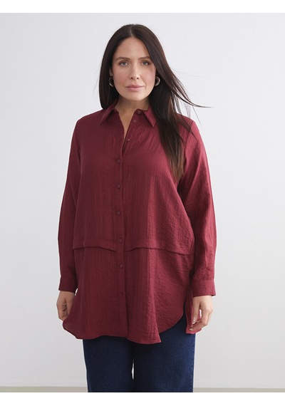 Lcwaıkıkı Classic Bordo Dokulu Kadın Gömlek Tunik