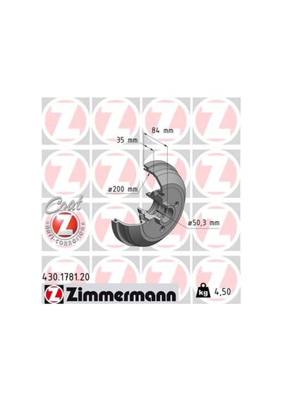 Zimmermann 430.1781.00 Arka Fren Kampanası Corsa A 83 92 Corsa B Tigra A 93 02 Abs Lı 90509107