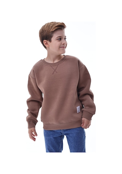 Erkek Çocuk Sweatshirt %100 Pamuk Rahat Kalıp 5-10 Yaş Kahverengi