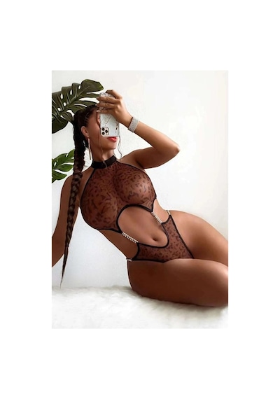 Ang Butik Kadın Leopar Desenli Büyük Bedenlere Uygun Babydoll Siyah-leopar