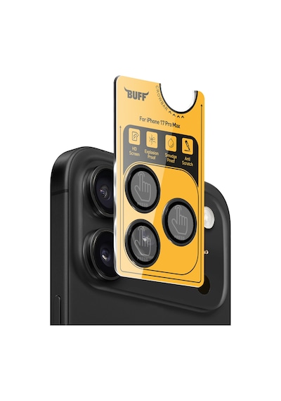 Buff Apple Uyumlu iPhone 17 Pro Max Metal Kamera Lens Koruyucu Black Siyah