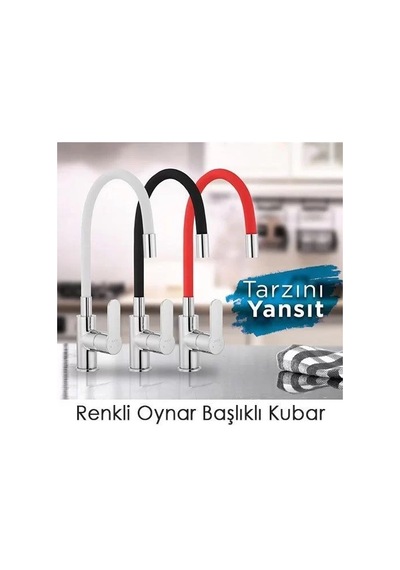 Esnek Kıvrılabilir Renkli Silikon Oynar Başlıklı Musluk Bataryası Başlığı Kubar Çok Renkli