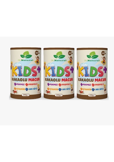 Dr. Natural Kakao Arı Sütü Propolis Pekmez ve Vitamin Çocuk Macunu 3 x 240 G