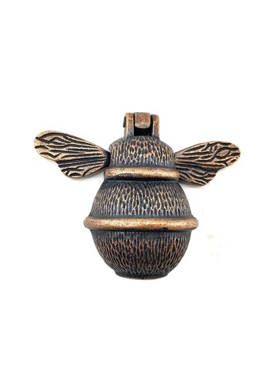 Cntma Antika Tarz Dekoratif Pirinç Arı Kapı Tokmağı, Taktak - Küçük, 123x150mm, Antik