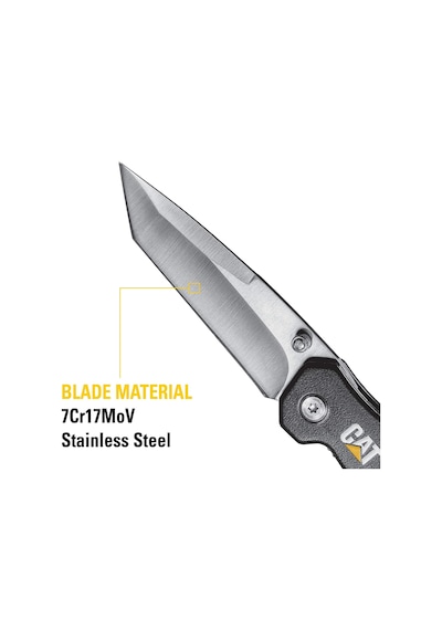 Lexroo Erpillar Cat980047 Linerlock, Siyah Ve Sarı Alüminyum Saplı, 3"
