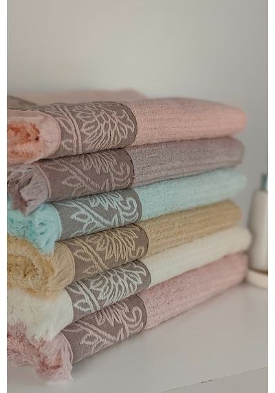 Püsküllü Bambu Banyo Havlusu - Lila Renk Ekstra Yumuşak Havlu - 70x140 Cm - Kabartma Bordürlü Lıla Lila