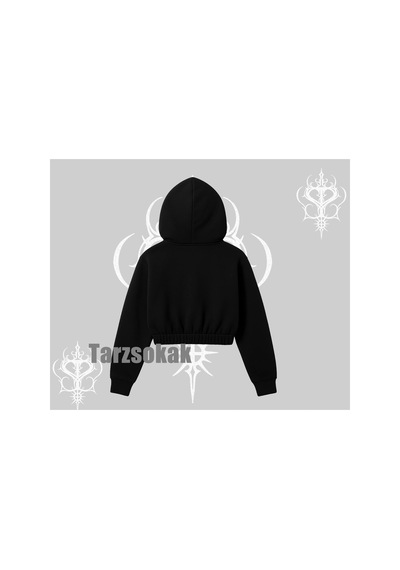 Tarzsokak Kapşonlu Crop Sweatshirt Fossilized Skull Underground Archive Siyah