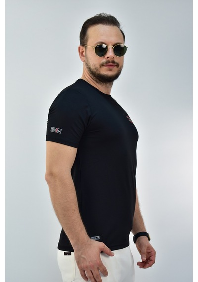 Escetic Erkek Siyah Slim Fit T-Shirt-3282