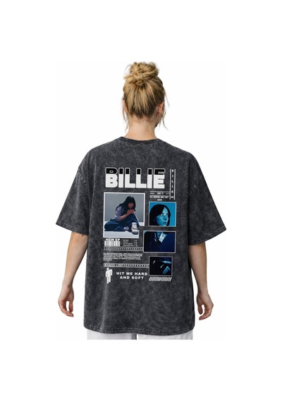 Sevbano Billie Eilish Hit Me Hard And Soft Şarkıcı Sırt Baskılı Unisex Ov Siyah