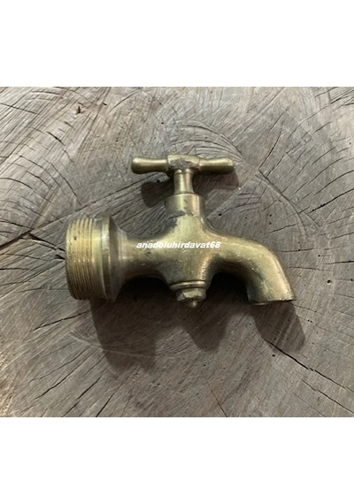 Dmr El Yapımı Pirinç Antika Musluk Eski Bahçe Musluğu Hamam Musluğu 1930 Sarı