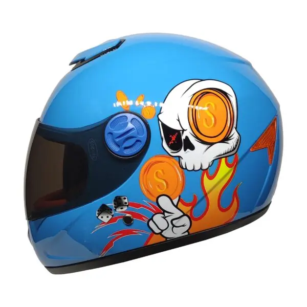 Skull Mavi Çocuk Kaskı Pro Helmets Sy118 Full Face Çocuk Kaskı 48cm Skull Mavi