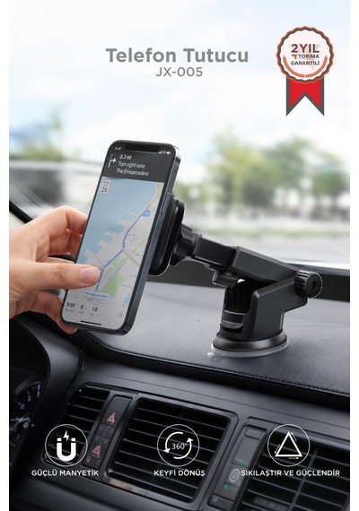 Araç İçi Telefon Tutucu Çok Amaçlı Magnetic Car Holder Jx-005 Siyah