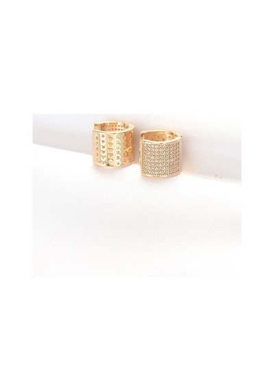 Pirinç Gold Renk Taşlı Minimal Küpe Çok Renkli